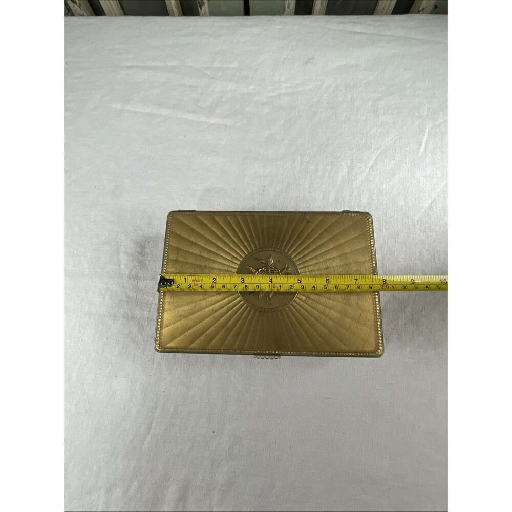 Vintage Gold Colored Plastic Box With Embossed Rose On Top - Picture 11 of 13